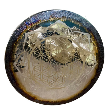 Flower of Life Mirror Gong, High Quality Unique 32" Gong with Solid, Flummy, Friction & Whale Mallets Healing Moments