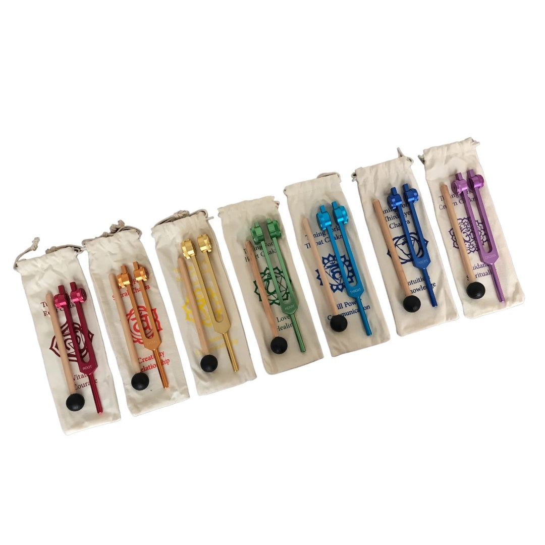 7 Chakras Weighted Tuning Forks Set Coloured Healing Moments