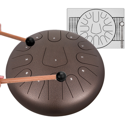 Percussion Instrument Steel Tongue Drum 12 Inches 13 Notes With Bag, Book, Mallets, Mallet Bracket, Hand Pan Drum Instrument Healing Moments