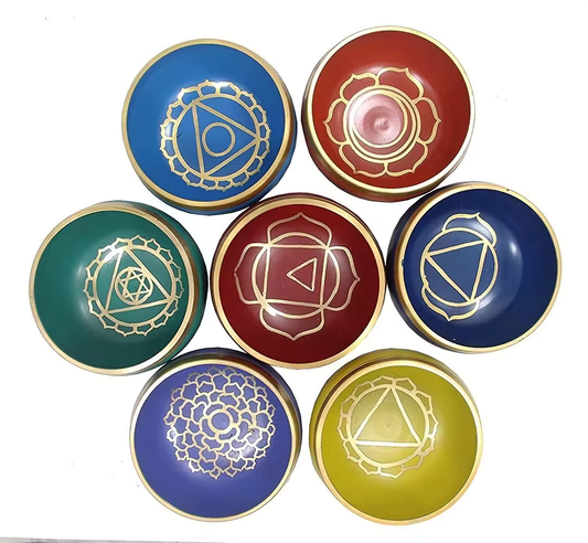 7 Chakras Singing Bowls Set for Mediation - Gift Set Healing Moments