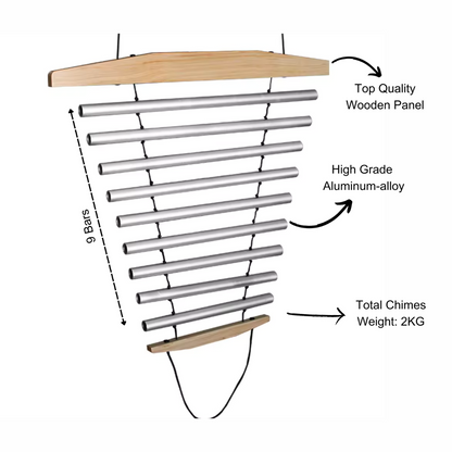 Premium Swinging 9-Bar Chimes for Sound Bath, Sound Healing, Meditation Healing Moments