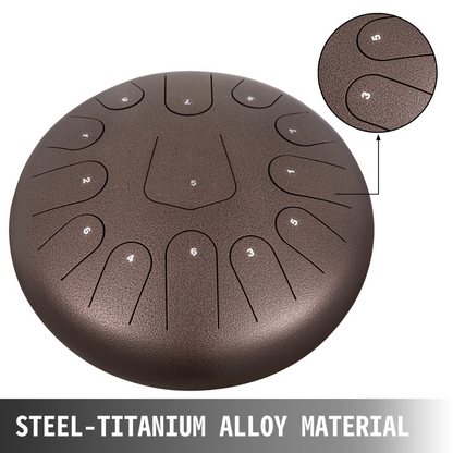 Percussion Instrument Steel Tongue Drum 12 Inches 13 Notes With Bag, Book, Mallets, Mallet Bracket, Hand Pan Drum Instrument Healing Moments