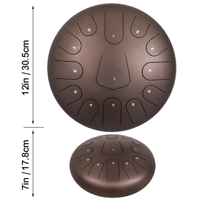 Percussion Instrument Steel Tongue Drum 12 Inches 13 Notes With Bag, Book, Mallets, Mallet Bracket, Hand Pan Drum Instrument Healing Moments