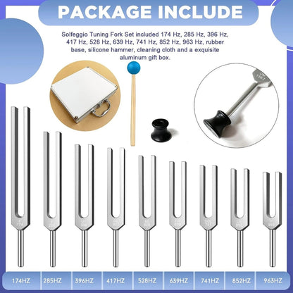 Solfeggio Frequency Tuning Fork 9 Set for Healing Therapies Healing Moments