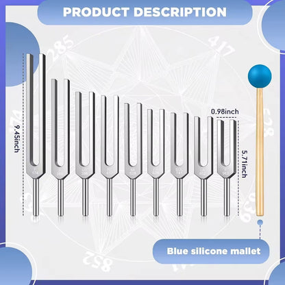 Solfeggio Frequency Tuning Fork 9 Set for Healing Therapies Healing Moments