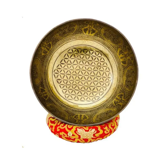 Flower Of Life with Mantra Engrave Singing Bowl Healing Moments