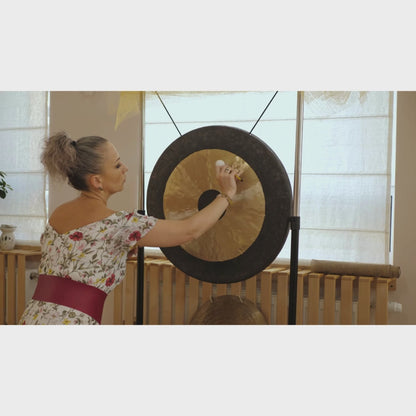Premium Chau Gong for Sound Healing, 80 CM, 32" gong with Solid, Flummy, Friction & Whale Mallets